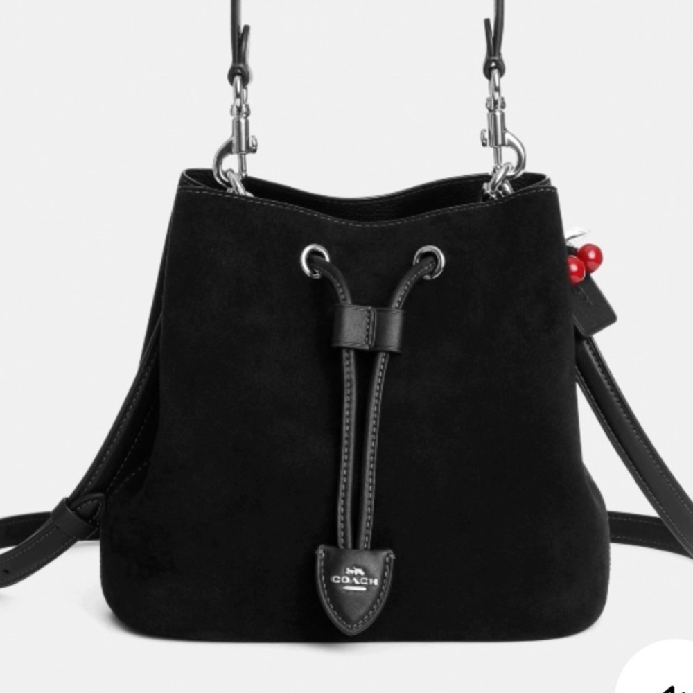 NWT Coach Rowan Black Suede Bucket‎ Crossbody Bag - Picture 9 of 13